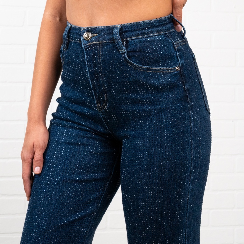 Adaline Rhinestone Straight Jeans | Blue - Picture 4 of 7